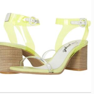 Free People Block Heel Sandal Womens 36 Yellow Natal Transparent NEW